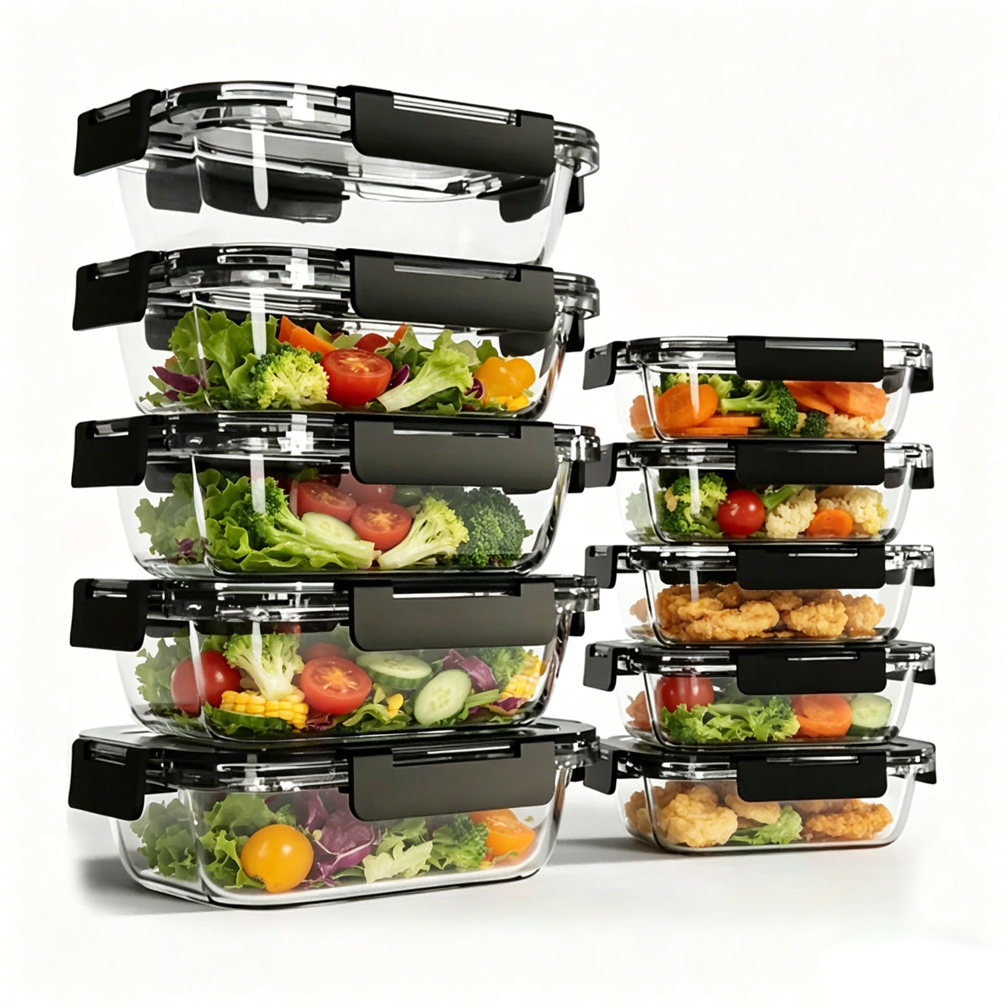 Meal Prep Oven Safe Containers - Lot de 10 récipients en verre
