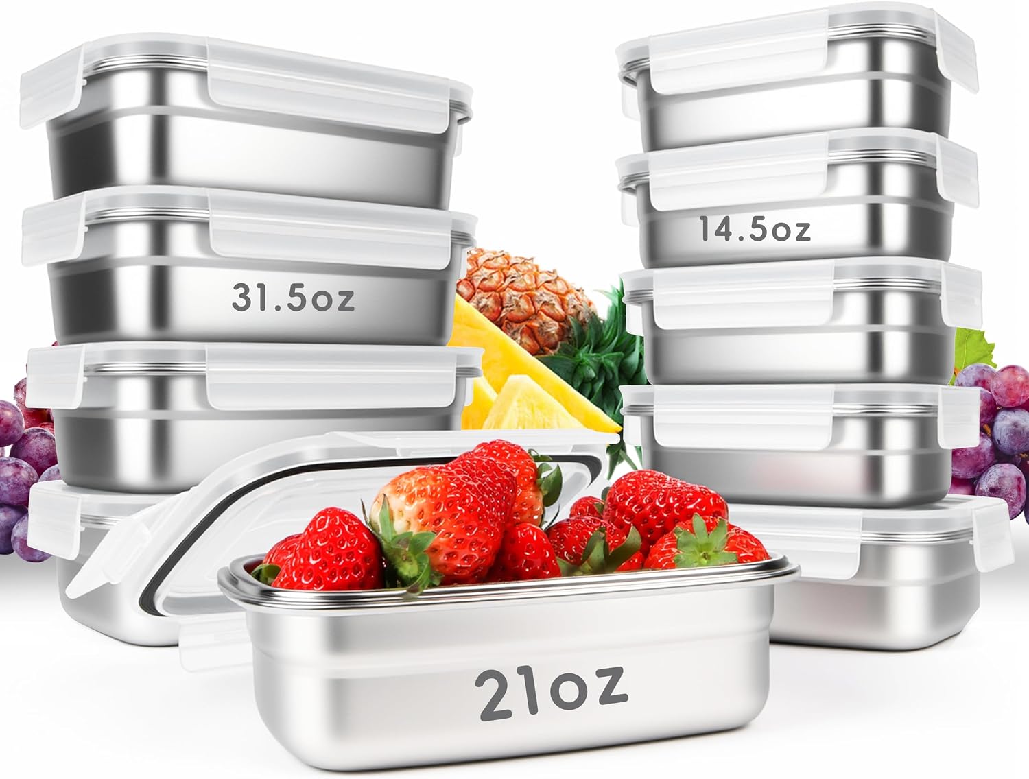 Meal Prep Oven Safe Containers - 10 pièces de boîtes de conservation