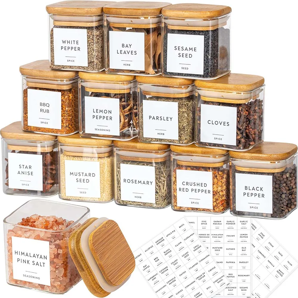 Meal Prep Glass Containers With Lids - Pots à épices carrés de 5oz