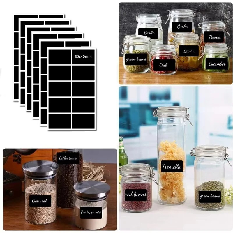 Spice Jar Labels - 40-120 étiquettes de tableau noir imperméables