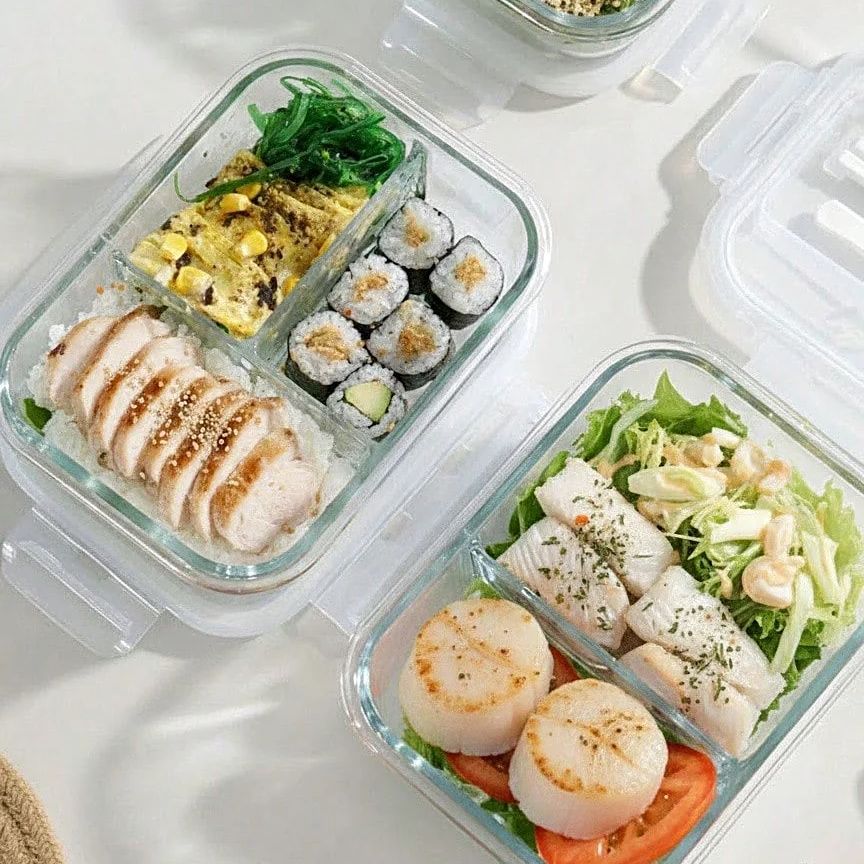 Meal Prep Glass Containers With Lids - Récipient de stockage alimentaire en verre