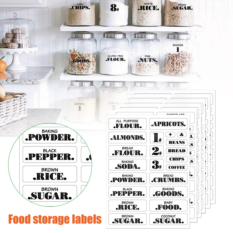 Spice Jar Labels - 132pcs Cuisine Autocollants Alimentaires Alimentaire Étanche