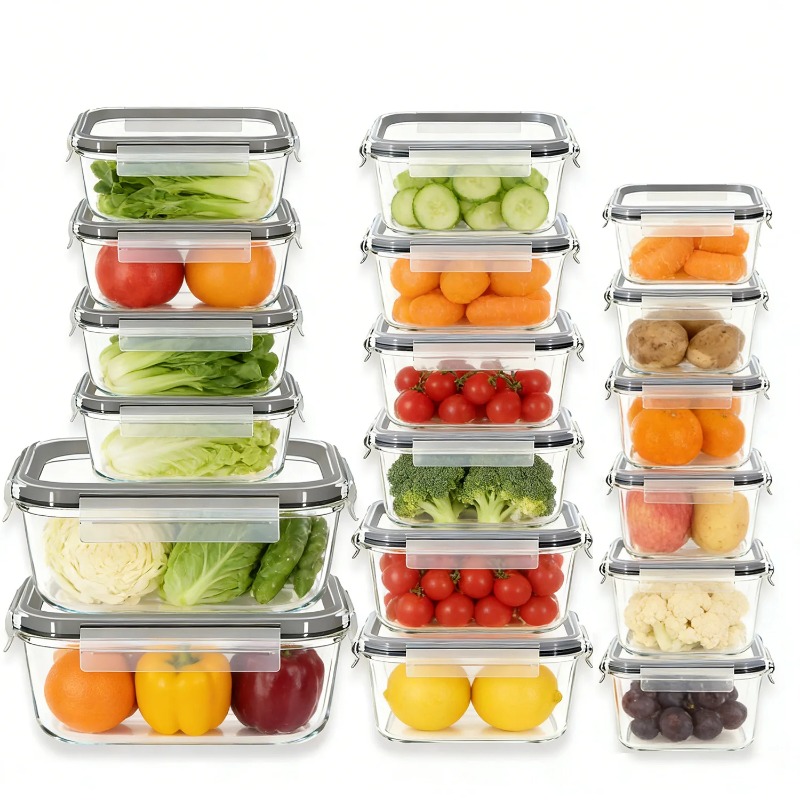 Meal Prep Glass Containers With Lids - Ensemble de 18 récipients de conservation