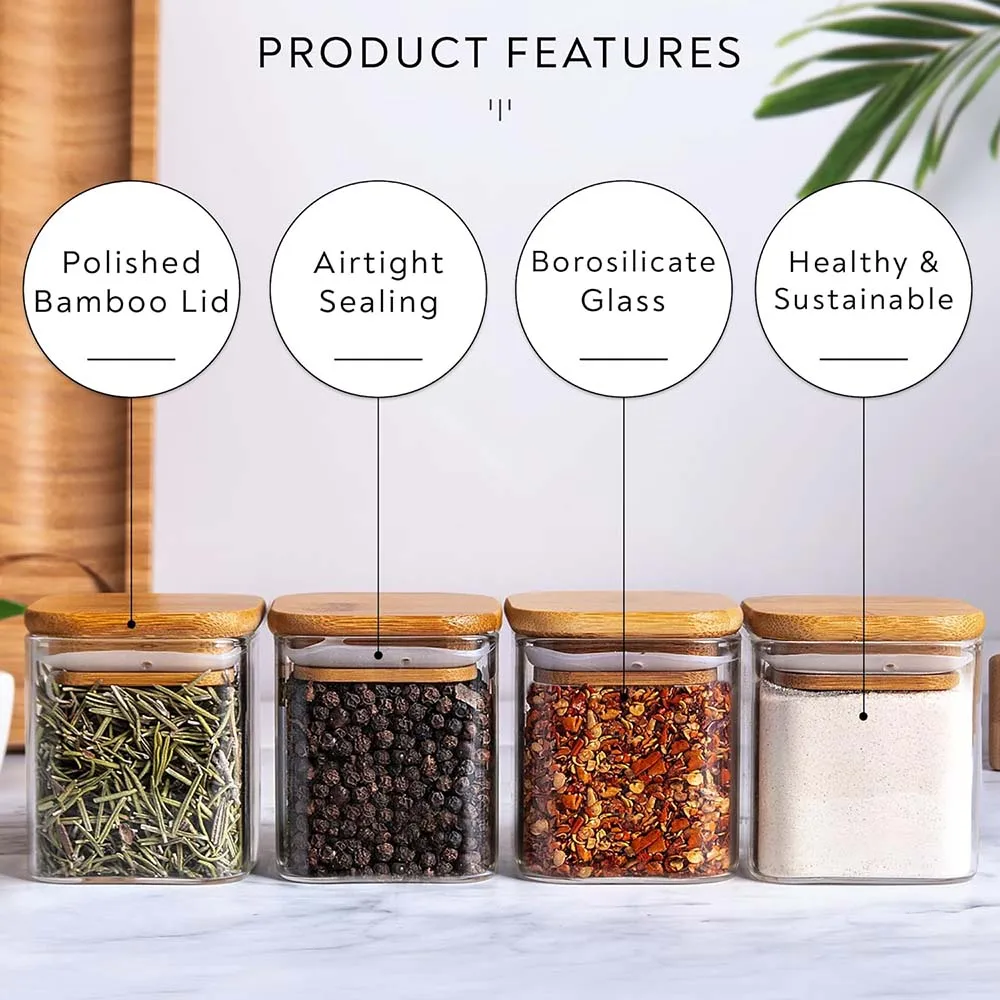 Pots à épices carrés de 5oz av - Meal Prep Glass Containers With Lids avis et prix
