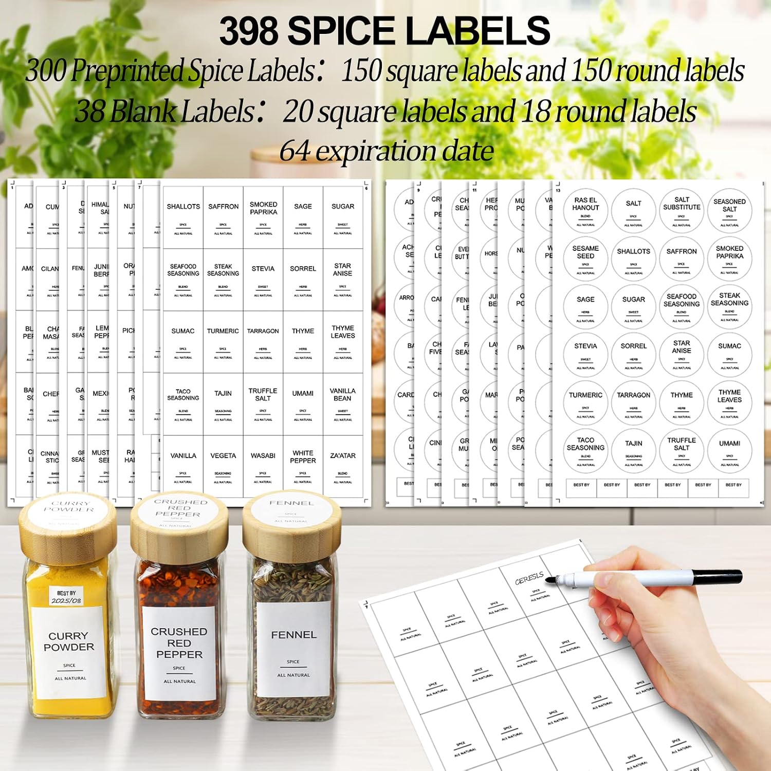 Bocaux à épices en verre avec  - Spice Jar Labels avis et prix
