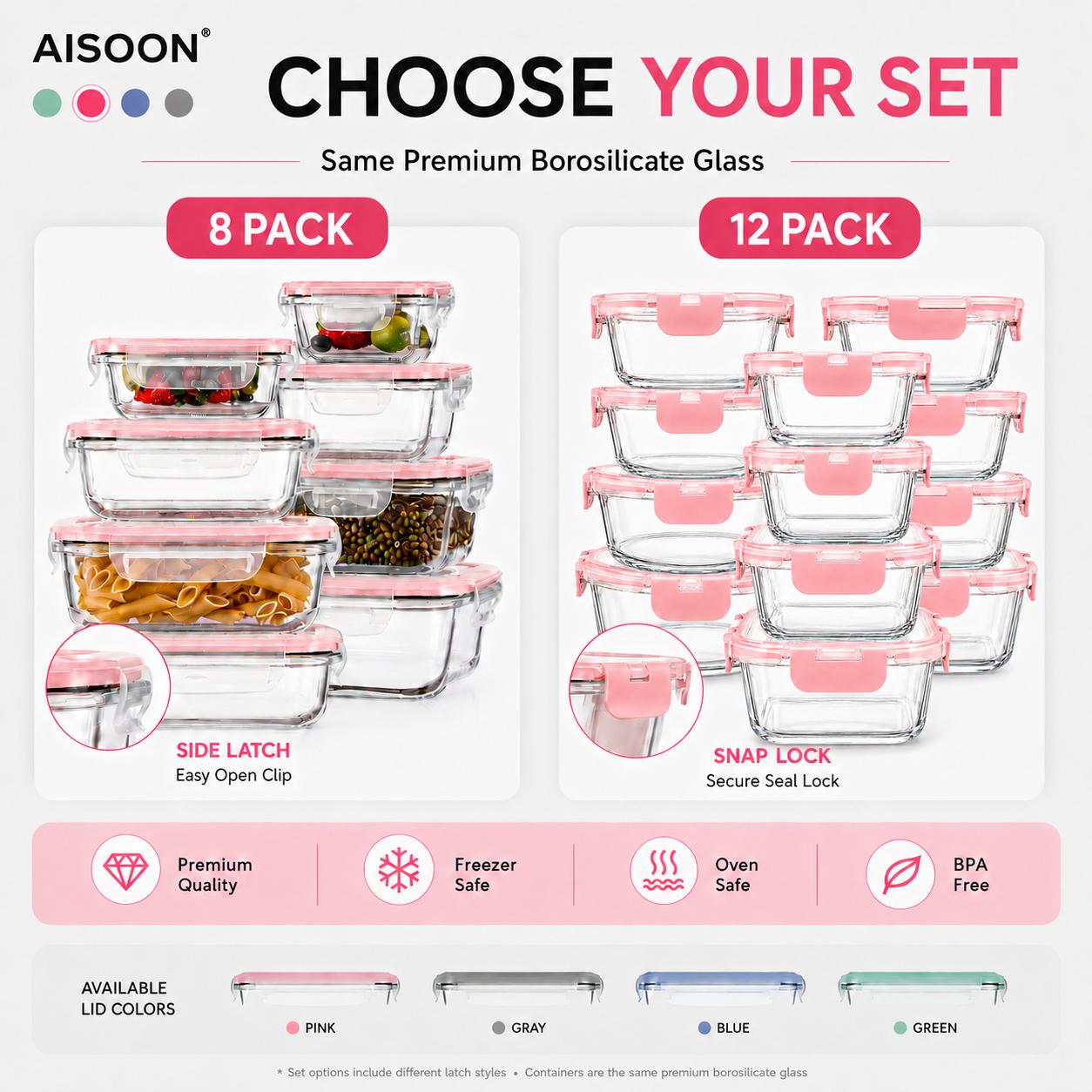 Ensemble de 8/12 contenants de - Meal Prep Oven Safe Containers avis et prix