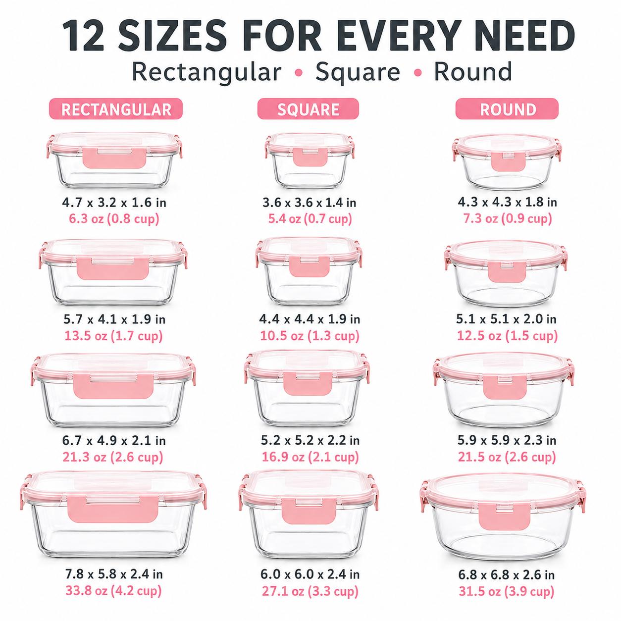 Ensemble de 8/12 contenants de - Meal Prep Oven Safe Containers avis et prix